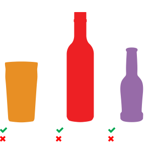 Tips and advice on cutting down Graphic showing ABV for beer, wine and spirits
